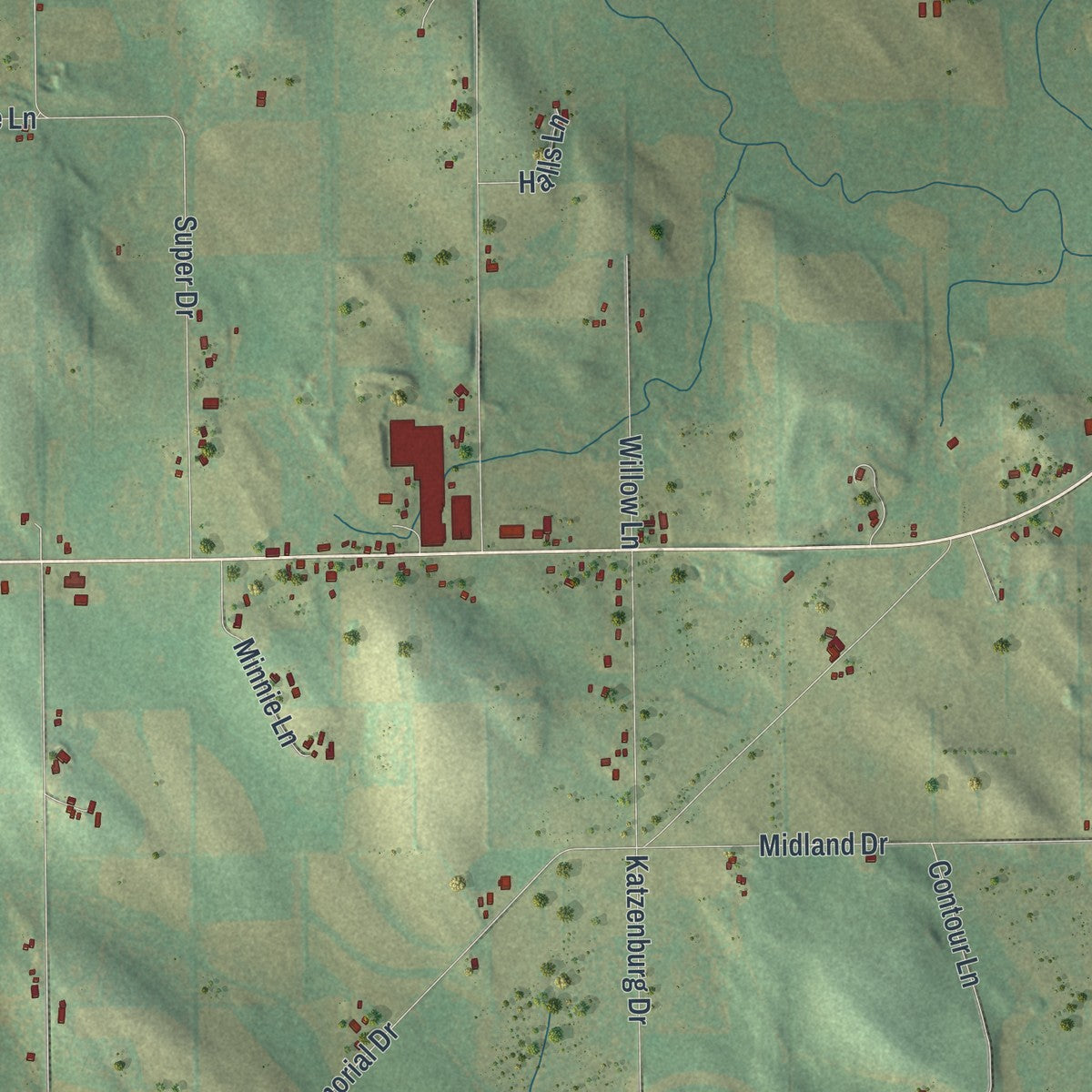 Second close-up of the map of Ashford, Wisconsin print showing more streets and buildings