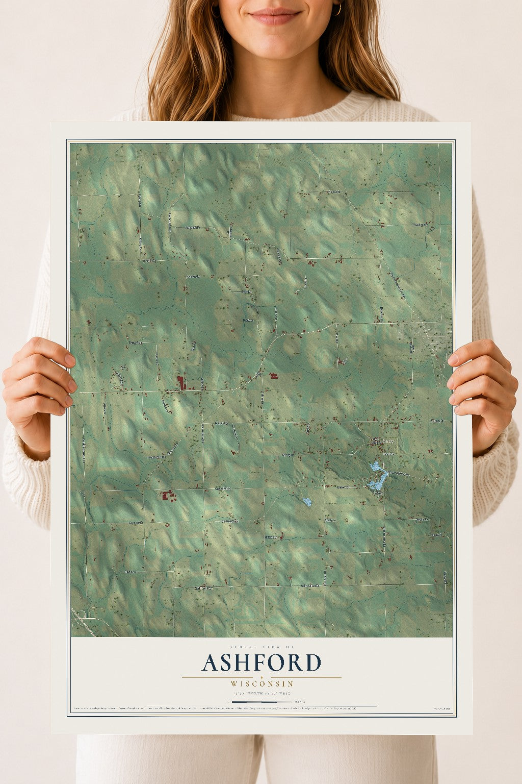 Map of Ashford, Wisconsin, 18 x 24 inch unframed archival matte print
