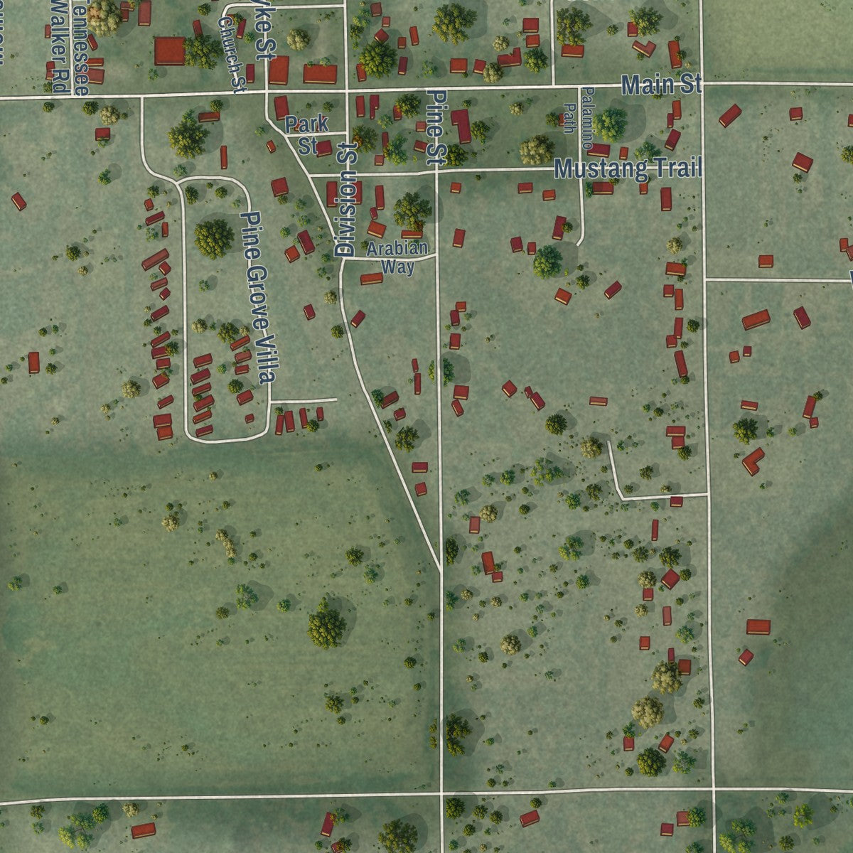 Close-up of the map of Bancroft, Wisconsin print showing street and building detail
