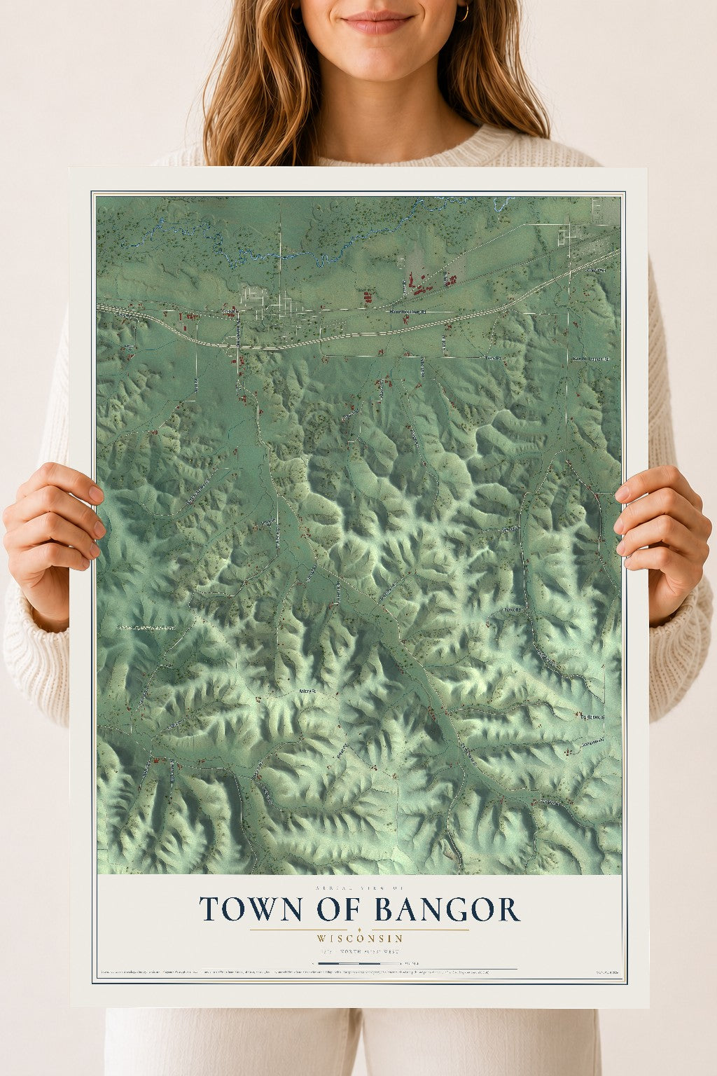 Map of the Town of Bangor, Wisconsin, 18 x 24 inch unframed archival matte print