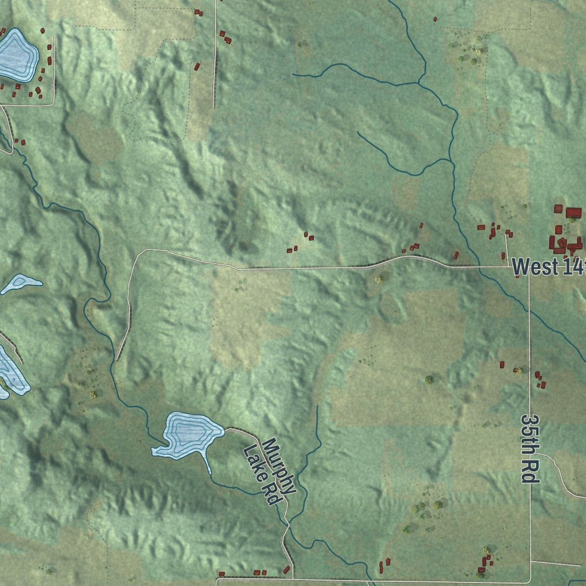 Second close-up of the map of Beaver, Marinette County, Wisconsin print showing more streets and buildings