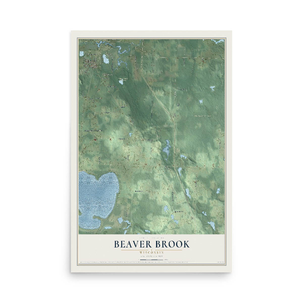 Map of Beaver Brook, Wisconsin, 12 x 18 inch unframed archival matte print