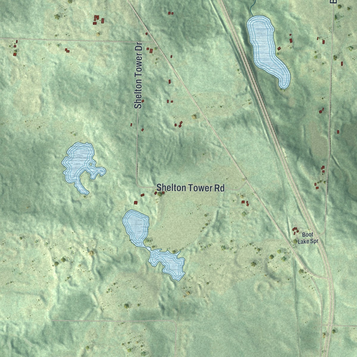 Second close-up of the map of Beaver Brook, Wisconsin print showing more streets and buildings