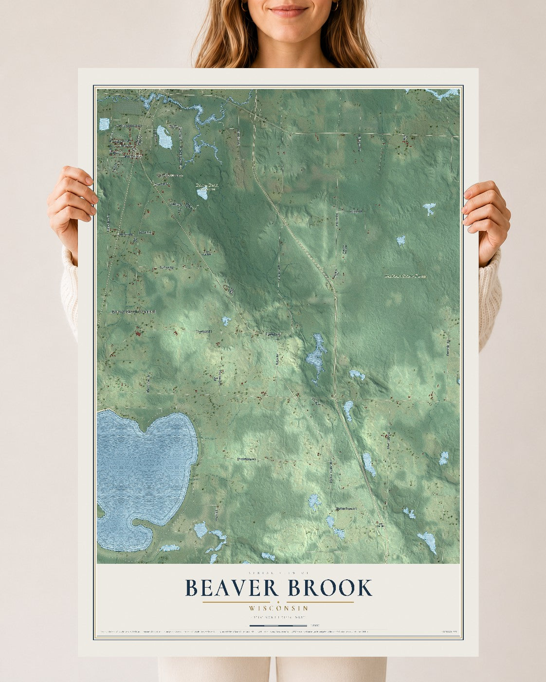 Map of Beaver Brook, Wisconsin, 24 x 36 inch unframed archival matte print