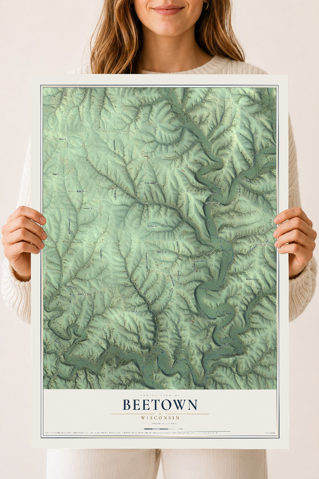 Map of Beetown, Wisconsin, 18 x 24 inch unframed archival matte print