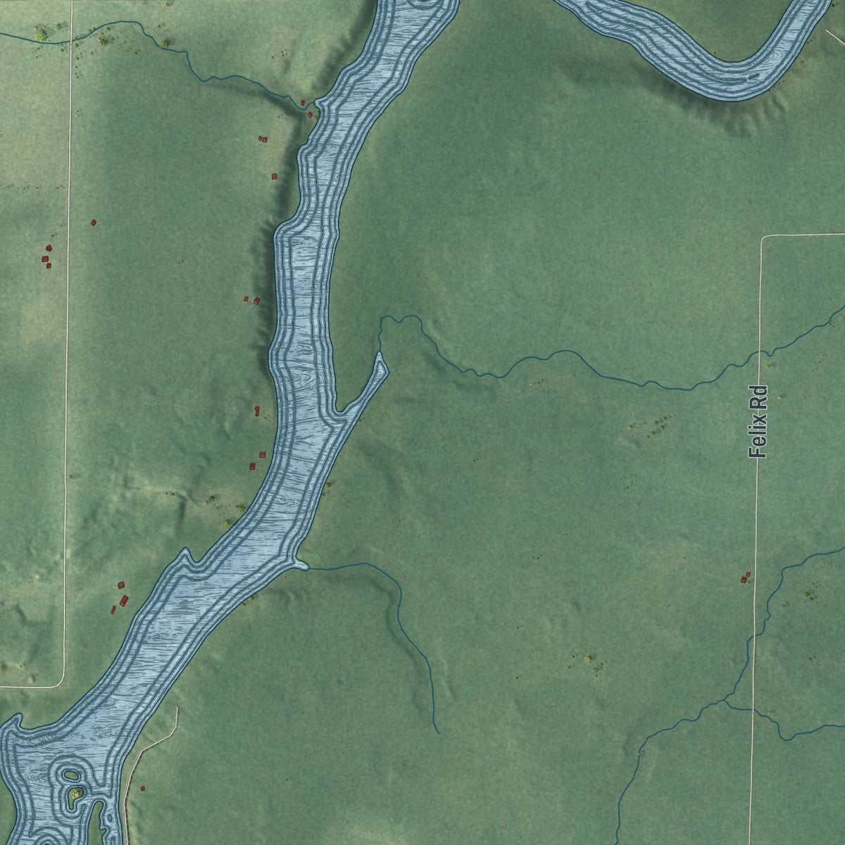 Close-up of the map of Big Falls, Rusk County, Wisconsin print showing street and building detail