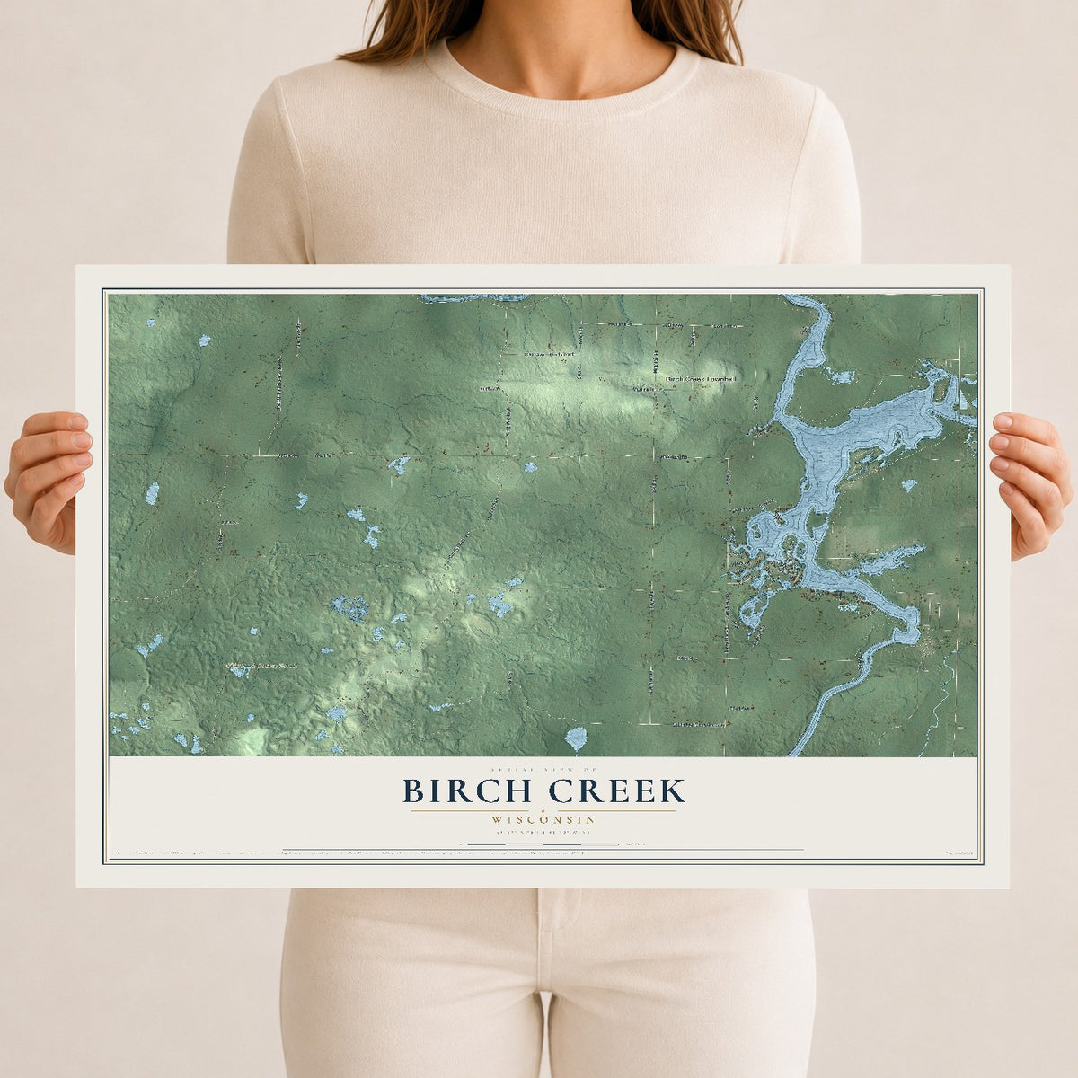 Map of Birch Creek, Wisconsin, 12 x 18 inch unframed archival matte print
