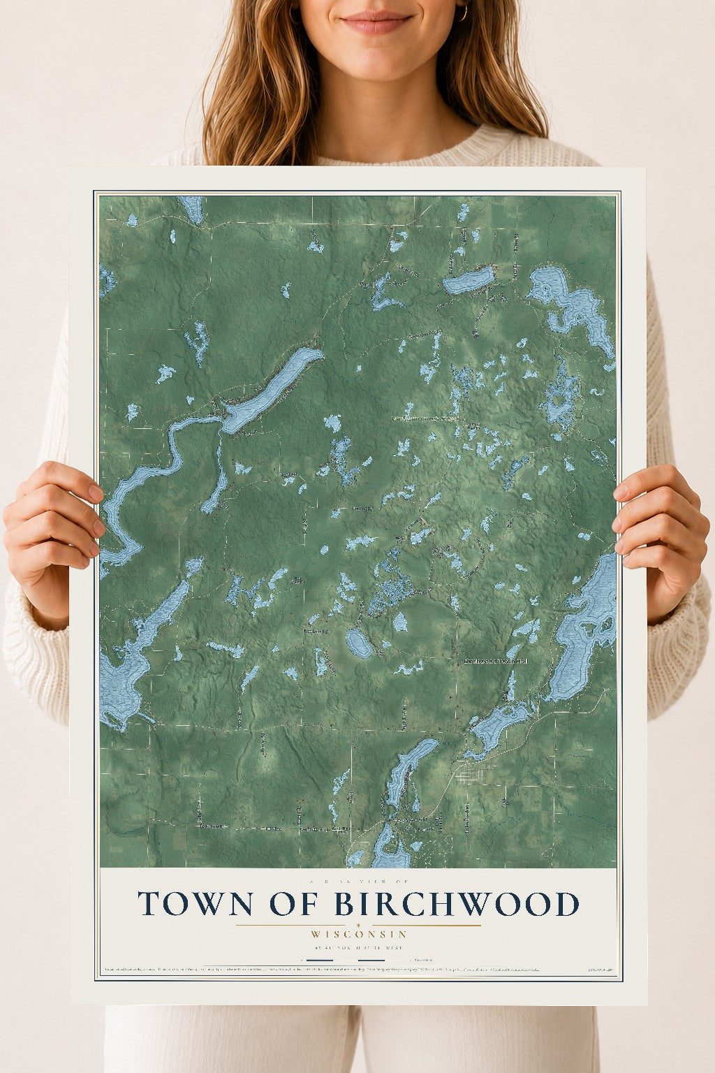 Map of the Town of Birchwood, Wisconsin, 18 x 24 inch unframed archival matte print
