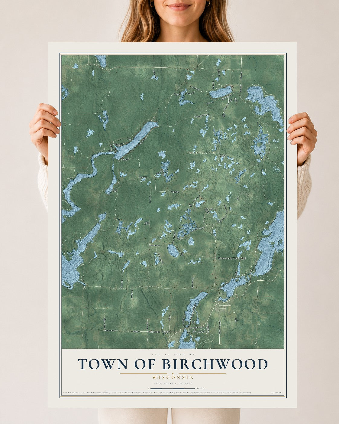 Map of the Town of Birchwood, Wisconsin, 24 x 36 inch unframed archival matte print
