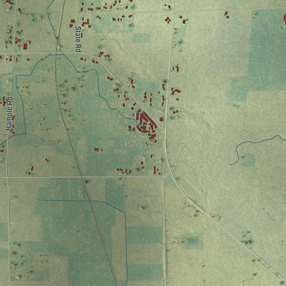 Second close-up of the map of the Town of Black Creek, Wisconsin print showing more streets and buildings