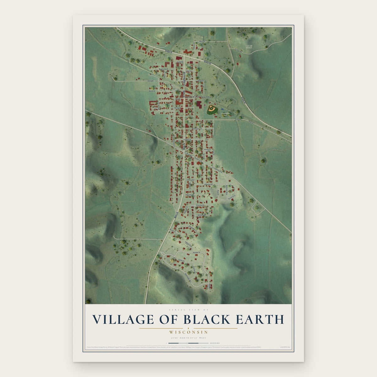 Black Earth, Wisconsin map print, the full design