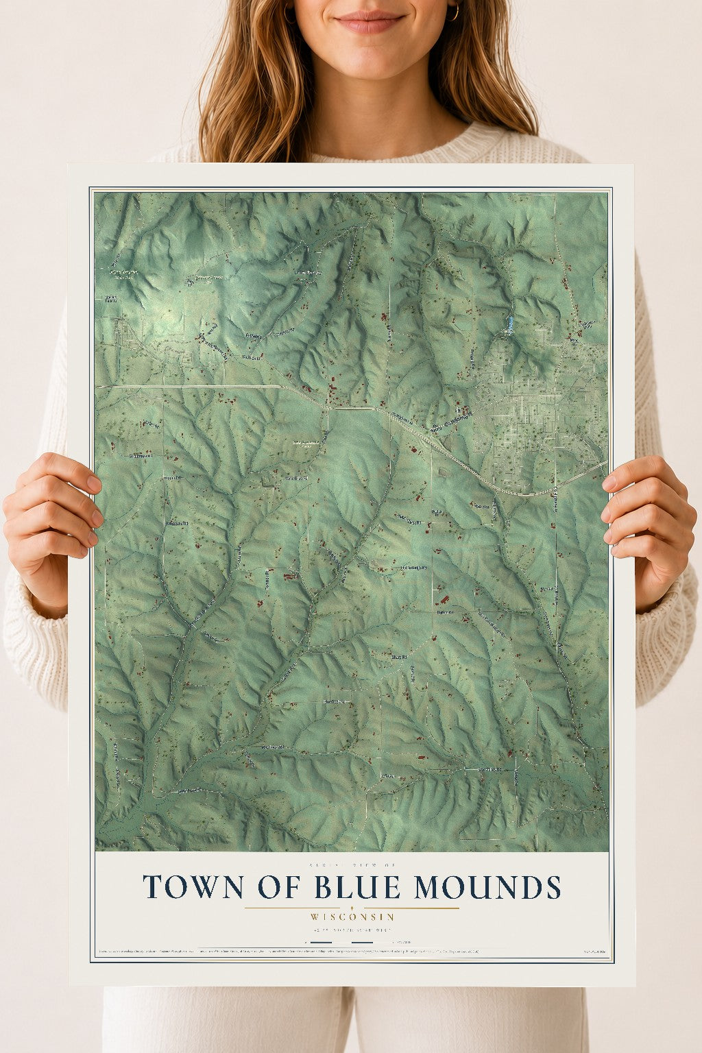 Map of the Town of Blue Mounds, Wisconsin, 18 x 24 inch unframed archival matte print