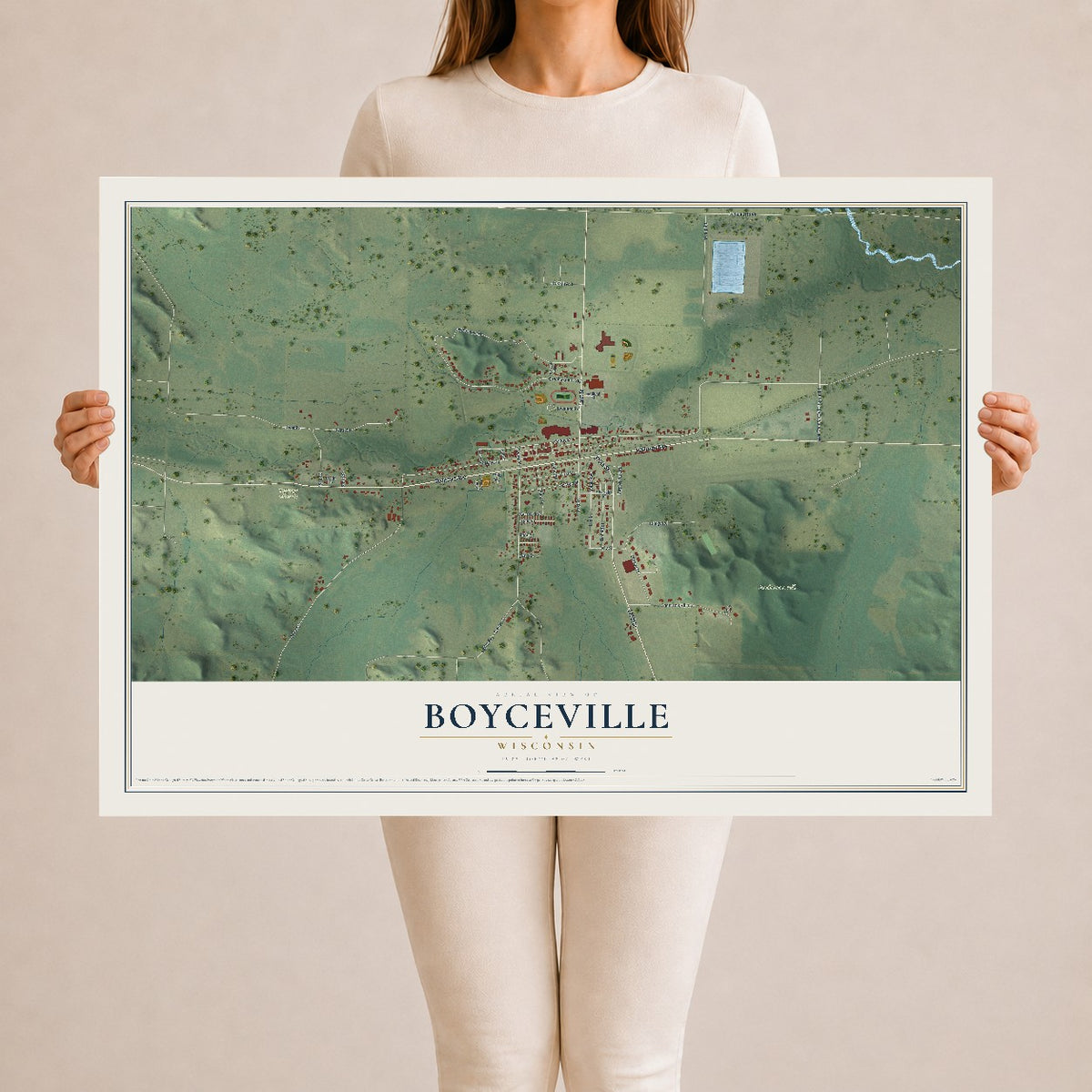 Map of Boyceville, Wisconsin, 24 x 36 inch unframed archival matte print