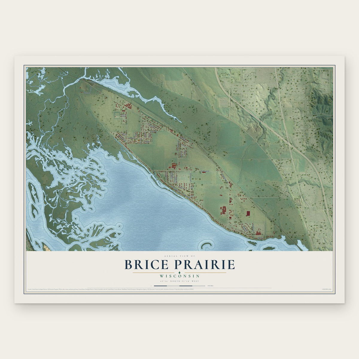 Brice Prairie, Wisconsin map print, the full design