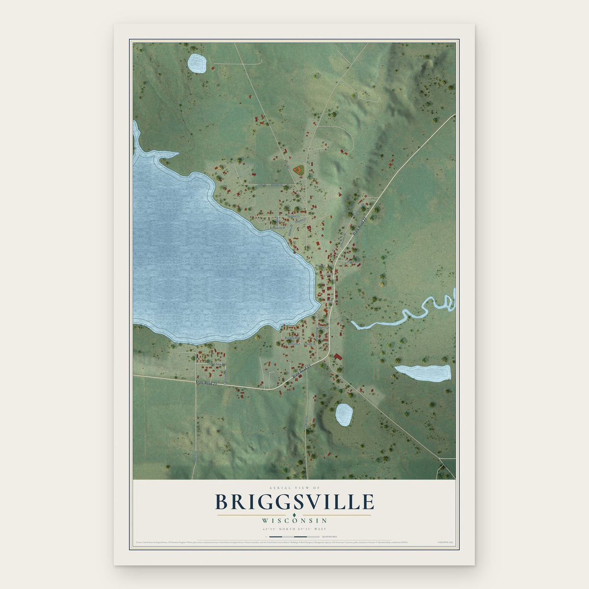 Briggsville, Wisconsin map print, the full design