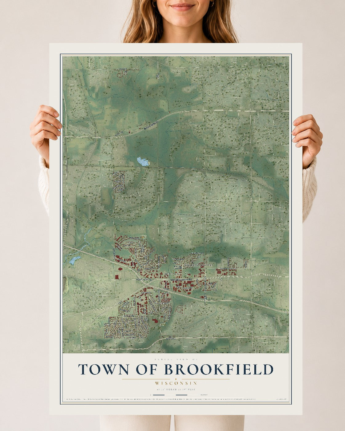 Map of the Town of Brookfield, Wisconsin, 24 x 36 inch unframed archival matte print