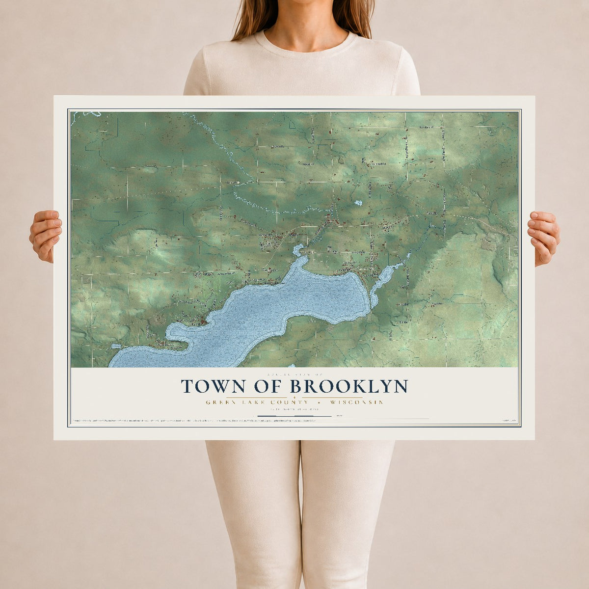 Map of the Town of Brooklyn, Green Lake County, Wisconsin, 24 x 36 inch unframed archival matte print