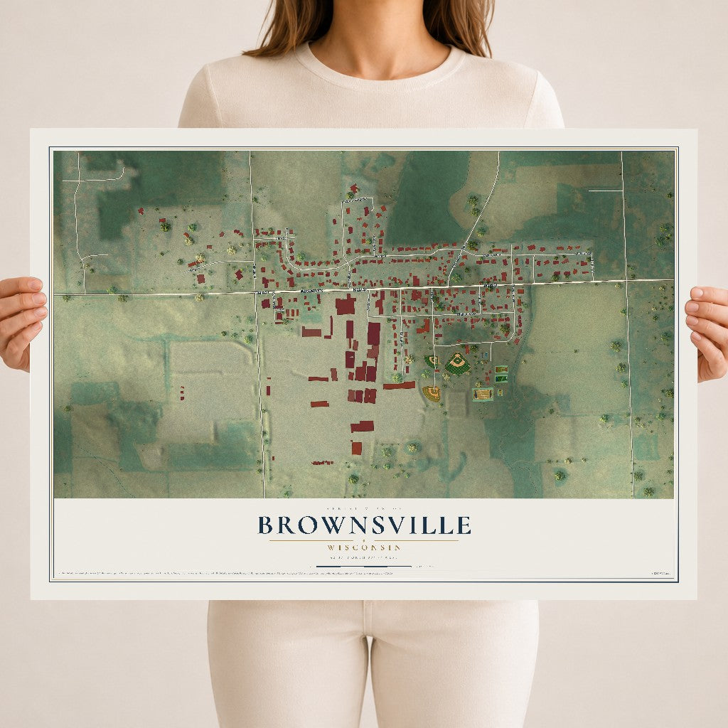 Map of Brownsville, Wisconsin, 18 x 24 inch unframed archival matte print