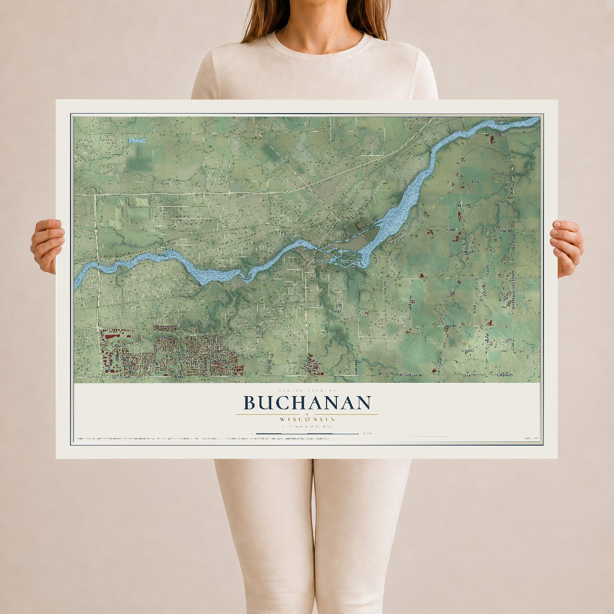 Map of Buchanan, Wisconsin, 24 x 36 inch unframed archival matte print