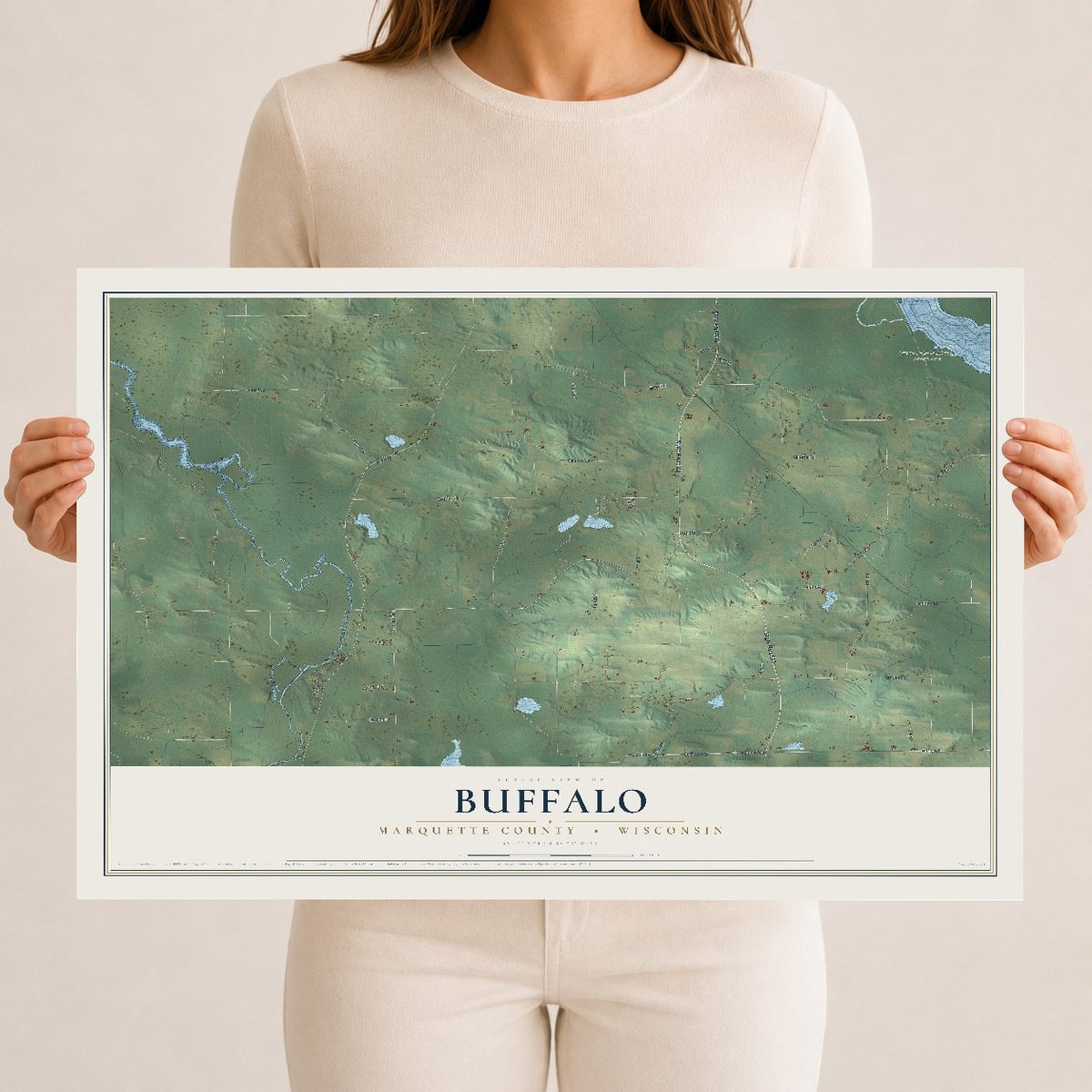 Map of Buffalo, Marquette County, Wisconsin, 12 x 18 inch unframed archival matte print