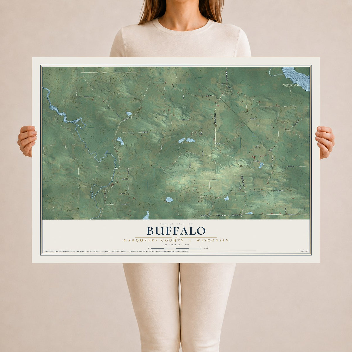 Map of Buffalo, Marquette County, Wisconsin, 24 x 36 inch unframed archival matte print