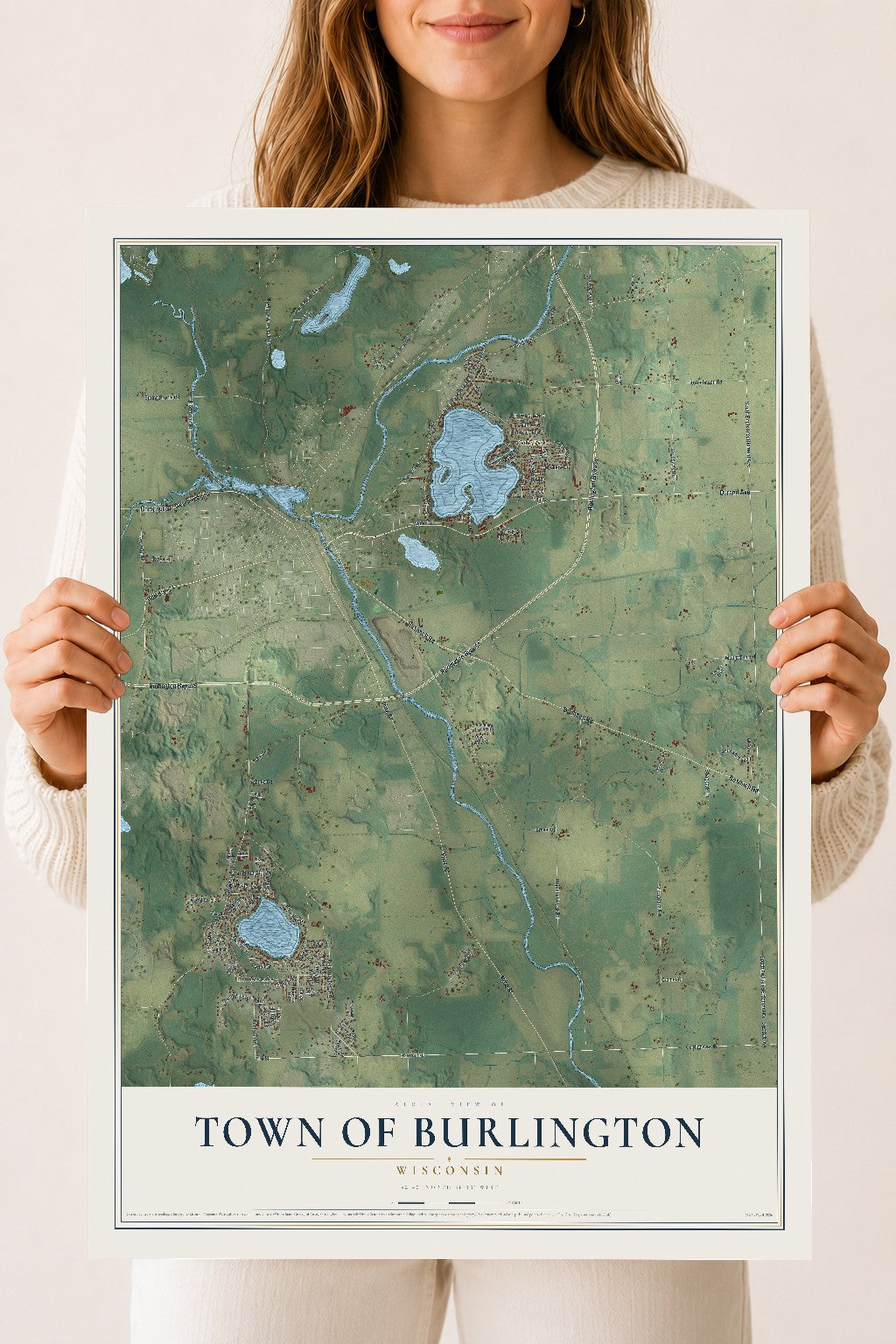 Map of the Town of Burlington, Wisconsin, 18 x 24 inch unframed archival matte print