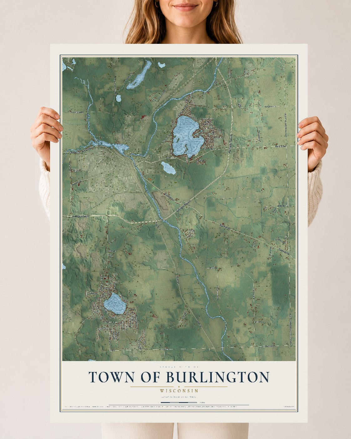 Map of the Town of Burlington, Wisconsin, 24 x 36 inch unframed archival matte print