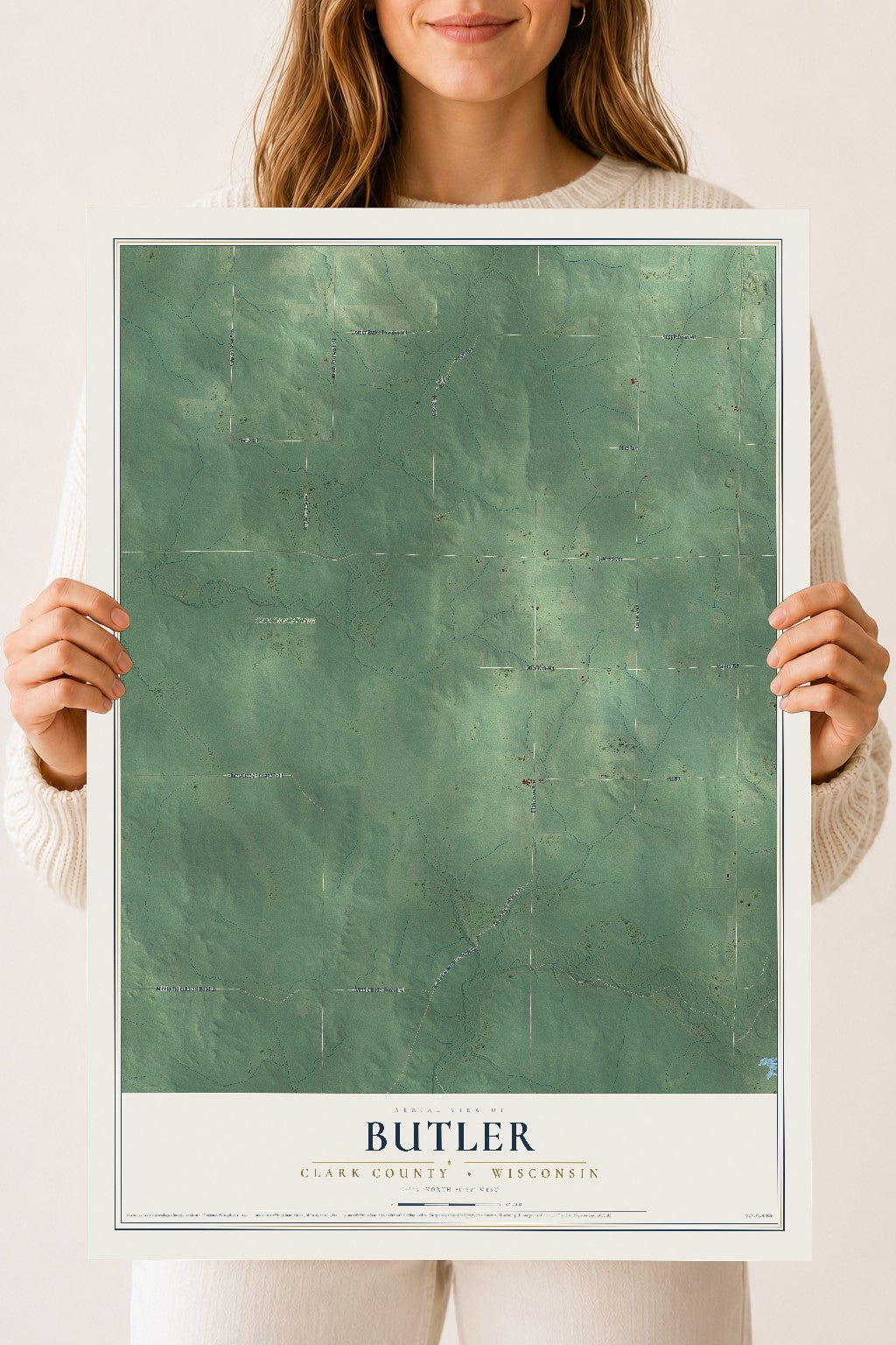 Map of Butler, Clark County, Wisconsin, 18 x 24 inch unframed archival matte print