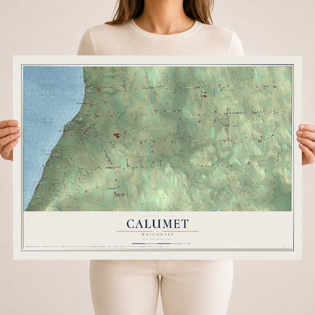 Map of Calumet, Wisconsin, 18 x 24 inch unframed archival matte print