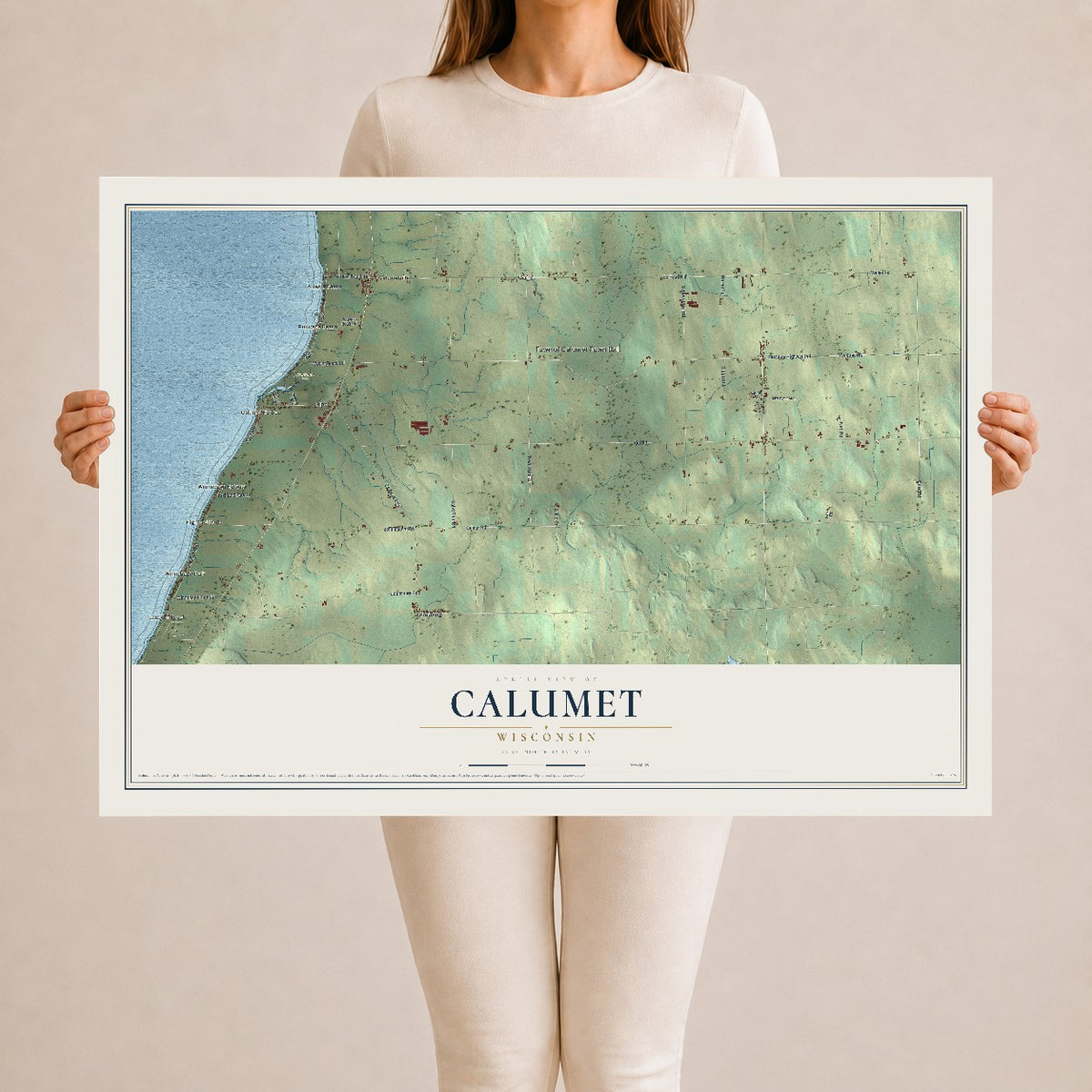 Map of Calumet, Wisconsin, 24 x 36 inch unframed archival matte print