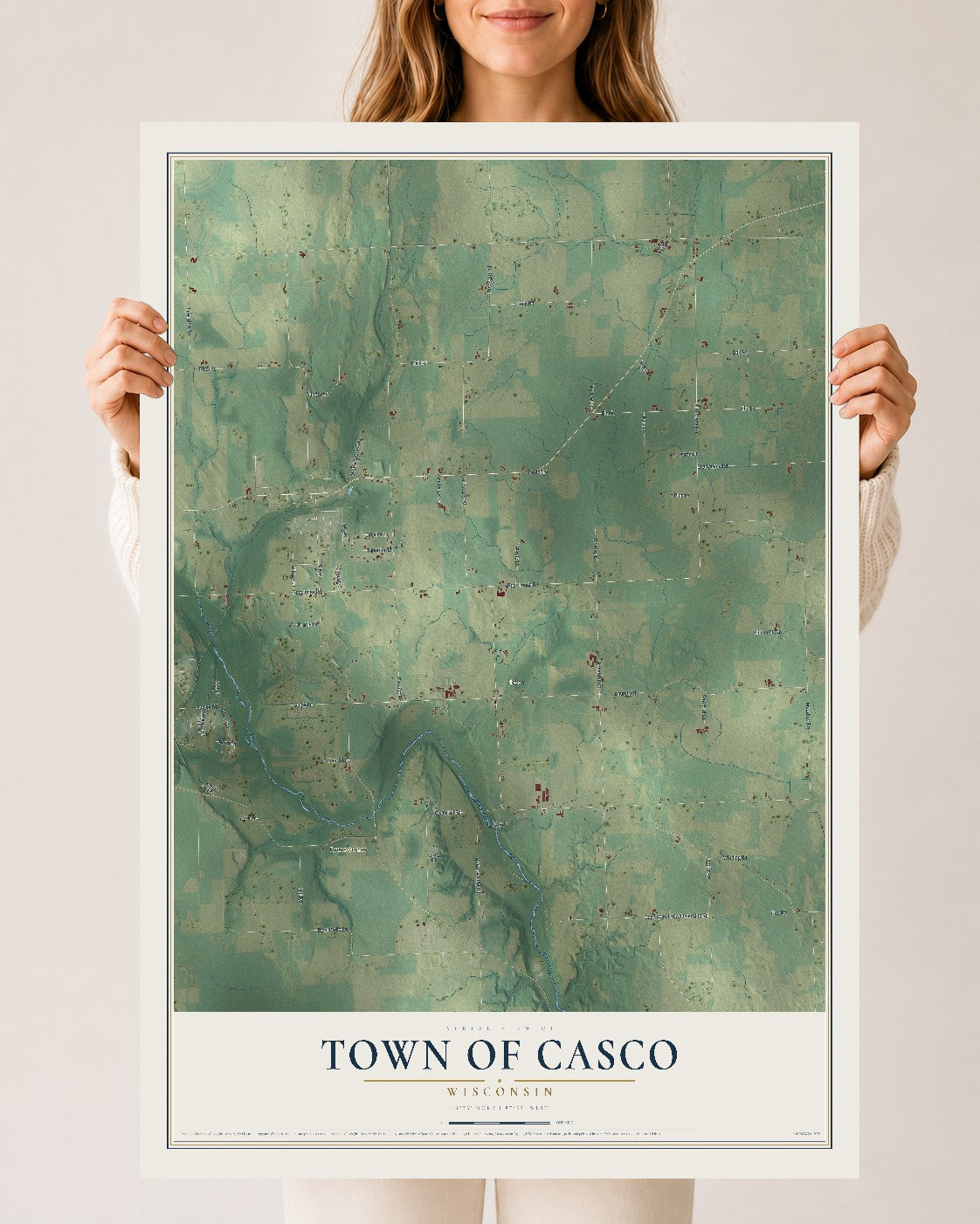 Map of the Town of Casco, Wisconsin, 24 x 36 inch unframed archival matte print