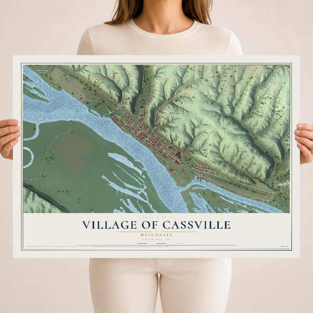 Map of Cassville, Wisconsin, 18 x 24 inch unframed archival matte print