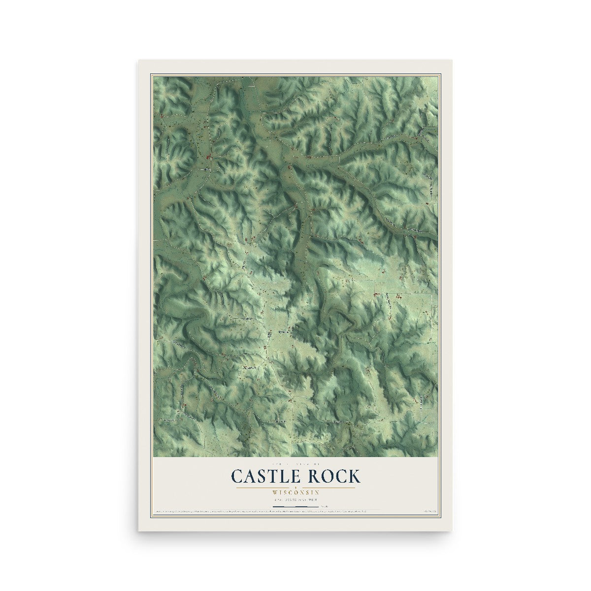 Map of Castle Rock, Wisconsin, 12 x 18 inch unframed archival matte print