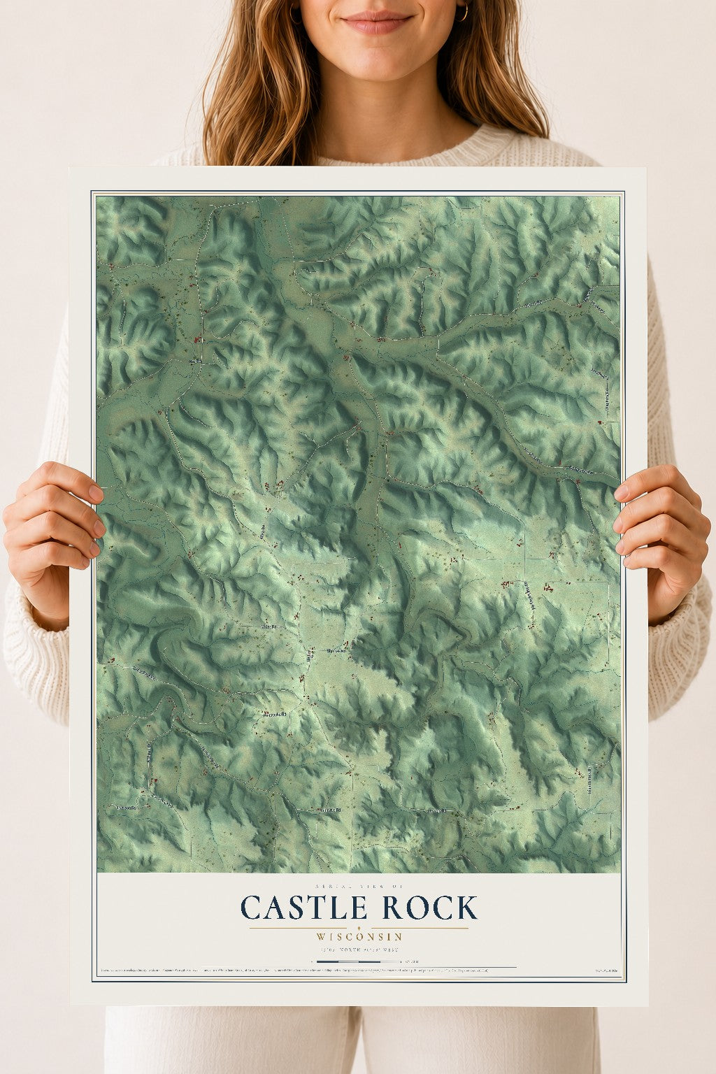 Map of Castle Rock, Wisconsin, 18 x 24 inch unframed archival matte print