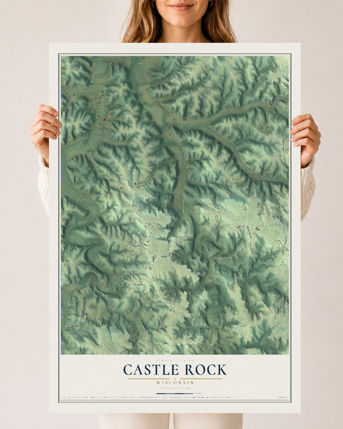 Map of Castle Rock, Wisconsin, 24 x 36 inch unframed archival matte print