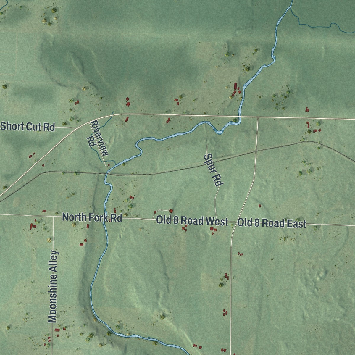 Close-up of the map of the Town of Catawba, Wisconsin print showing street and building detail