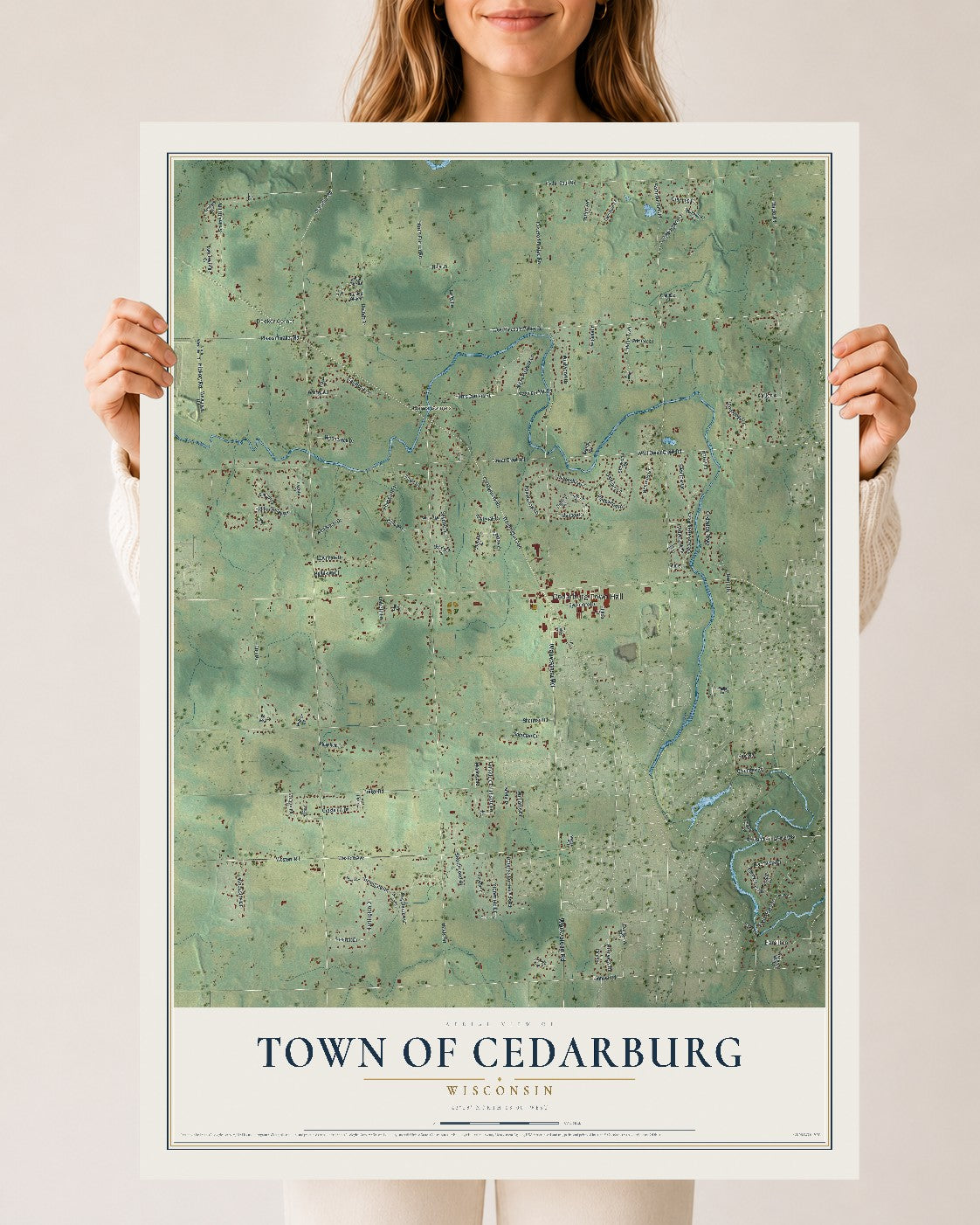 Map of the Town of Cedarburg, Wisconsin, 24 x 36 inch unframed archival matte print