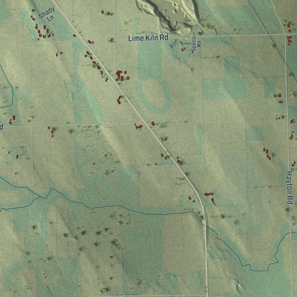 Second close-up of the map of Charlestown, Wisconsin print showing more streets and buildings