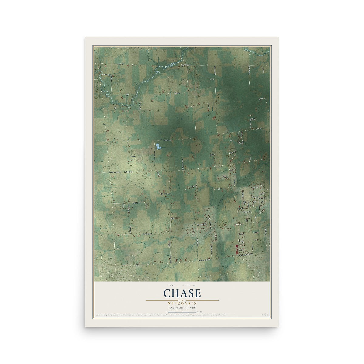 Map of Chase, Wisconsin, 12 x 18 inch unframed archival matte print