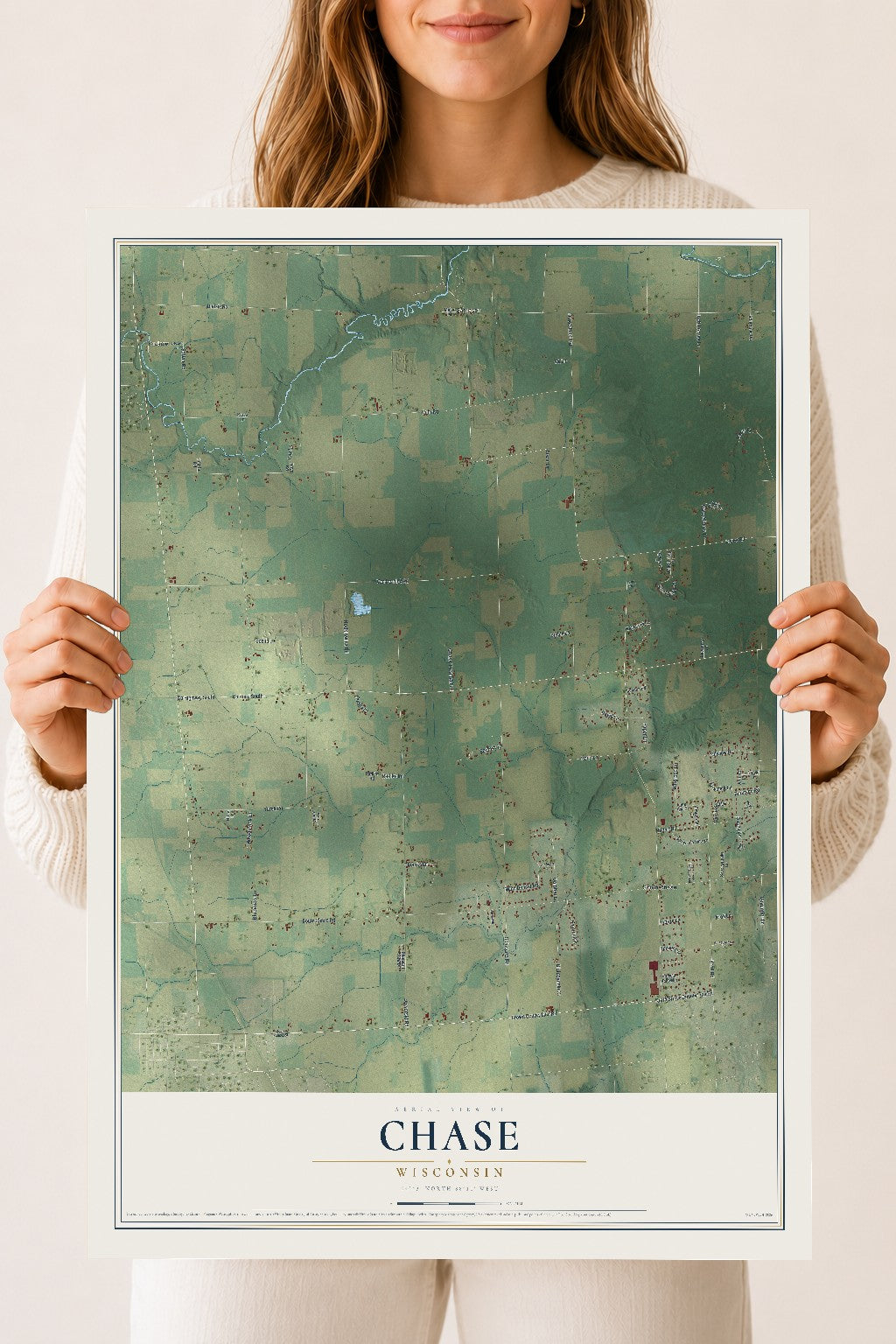 Map of Chase, Wisconsin, 18 x 24 inch unframed archival matte print