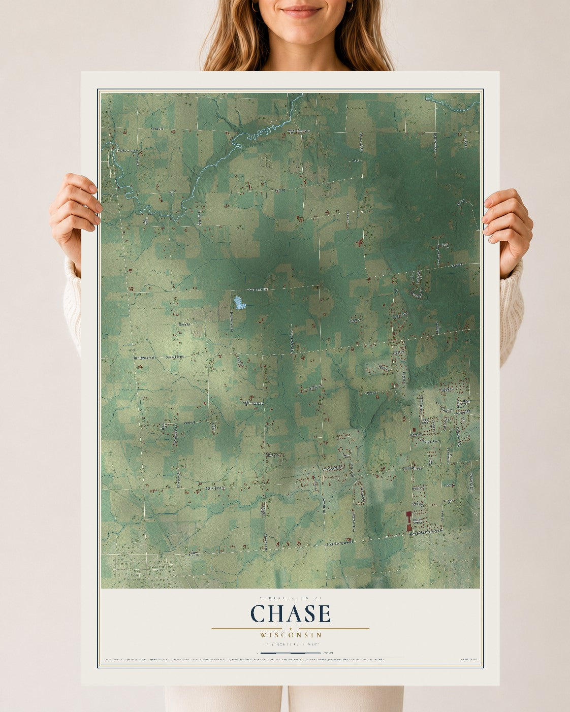 Map of Chase, Wisconsin, 24 x 36 inch unframed archival matte print
