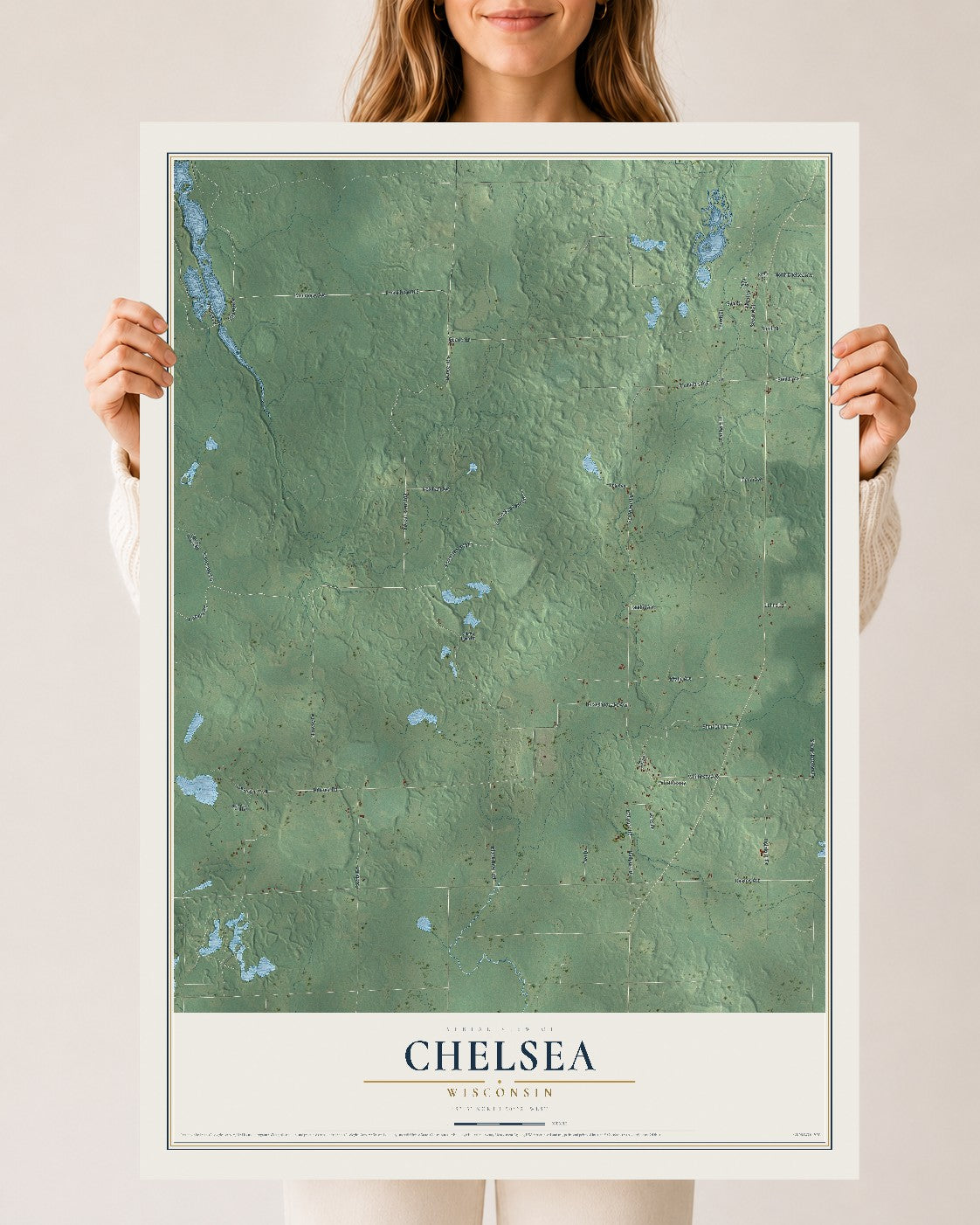 Map of Chelsea, Wisconsin, 24 x 36 inch unframed archival matte print