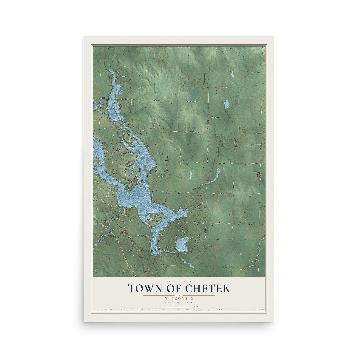 Map of the Town of Chetek, Wisconsin, 12 x 18 inch unframed archival matte print