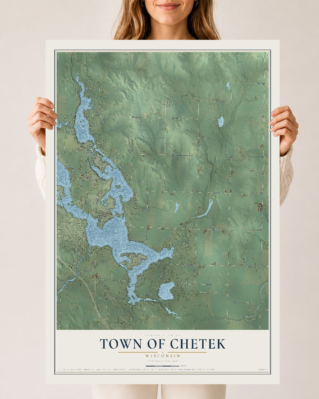 Map of the Town of Chetek, Wisconsin, 24 x 36 inch unframed archival matte print