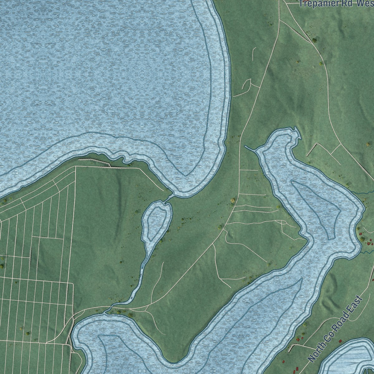 Close-up of the map of Chief Lake, Wisconsin print showing street and building detail