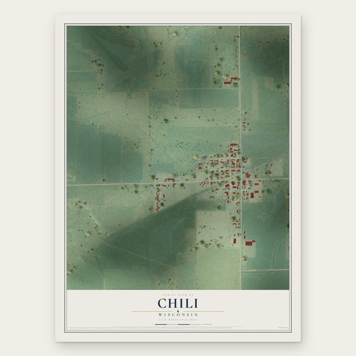 Chili, Wisconsin map print, the full design