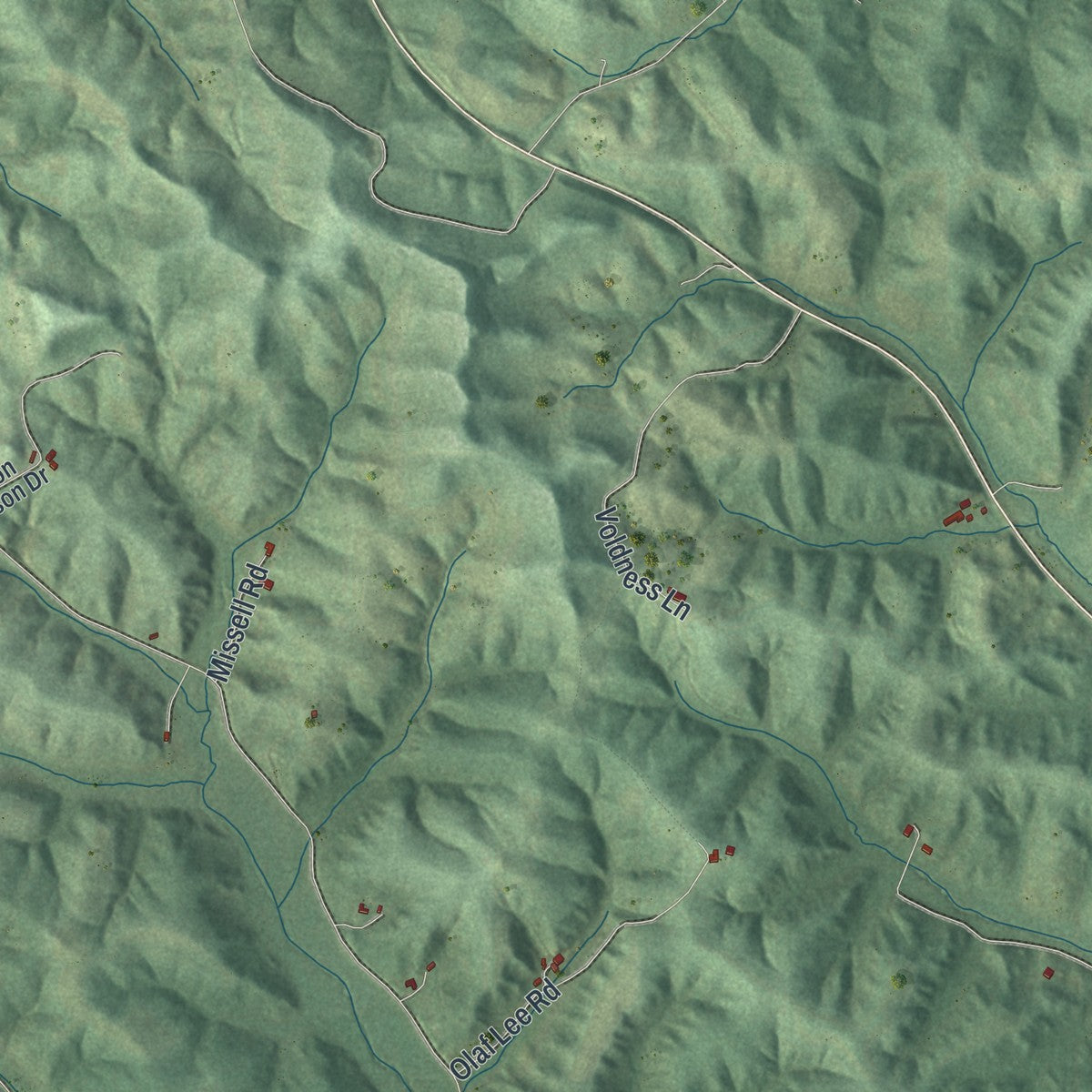 Second close-up of the map of Chimney Rock, Wisconsin print showing more streets and buildings
