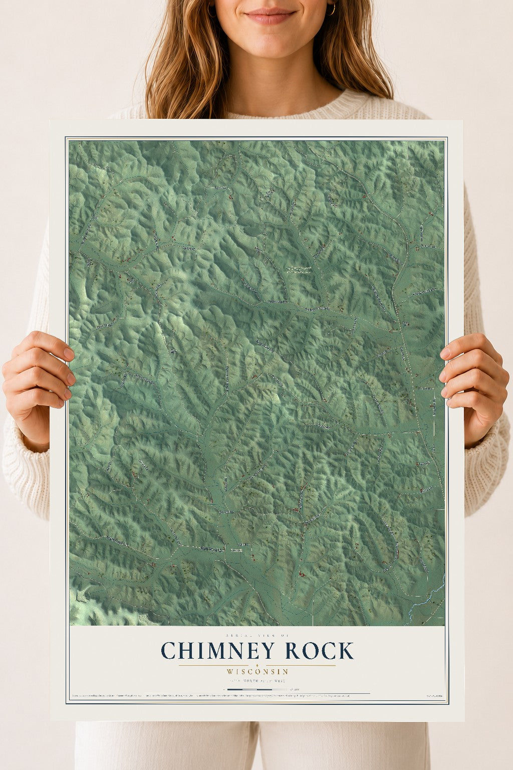 Map of Chimney Rock, Wisconsin, 18 x 24 inch unframed archival matte print
