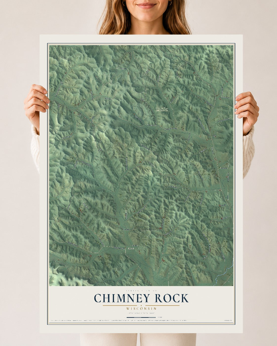 Map of Chimney Rock, Wisconsin, 24 x 36 inch unframed archival matte print