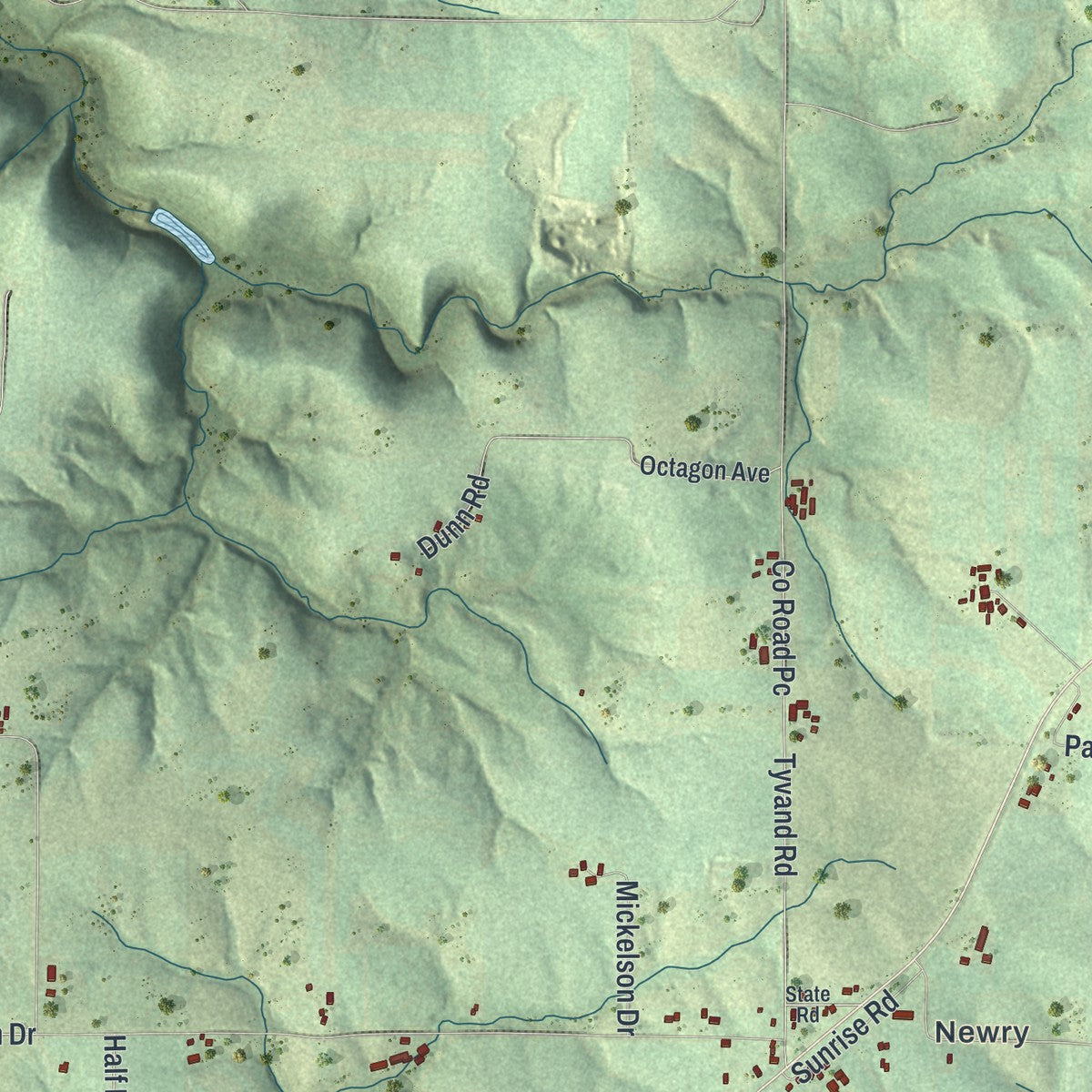 Second close-up of the map of Christiana, Vernon County, Wisconsin print showing more streets and buildings